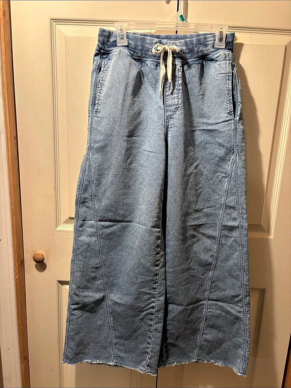aerie Daydream Denim Pull-On Pant Wide Leg Jeans Blue Small